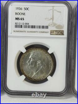1936 Boone Commemorative Half Dollar Set NGC MS65 (P, D, S) 3-Coin Trio