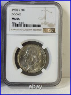 1936 Boone Commemorative Half Dollar Set NGC MS65 (P, D, S) 3-Coin Trio