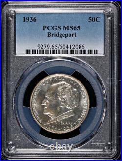 1936 Bridgeport Commem Half Dollar PCGS MS65 Great Eye Appeal Strong Strike