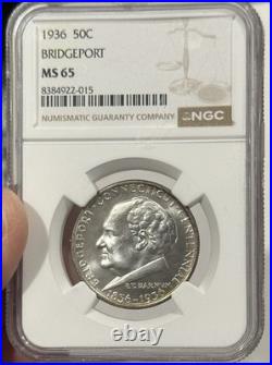 1936 Bridgeport Commemorative Half Dollar 50c NGC MS65 1936 Bridgeport Commemorative Half Dollar 50c NGC MS65