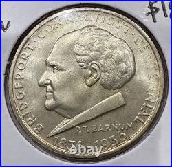 1936 Bridgeport Connecticut Commemorative Silver Half Dollar 50C Coin BU Unc