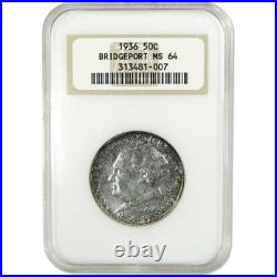 1936 Bridgeport Connecticut Commemorative Silver Half Dollar MS 64 NGC