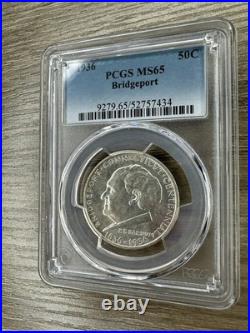 1936 Bridgeport Silver Commemorative Half Dollar Pcgs Ms65