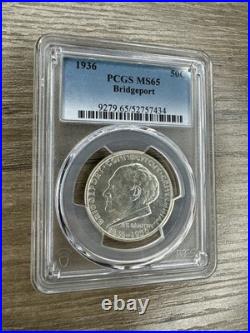 1936 Bridgeport Silver Commemorative Half Dollar Pcgs Ms65