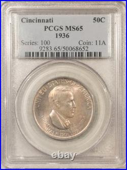 1936 Cincinnati Commemorative Half Dollar Pcgs Ms-65, Original