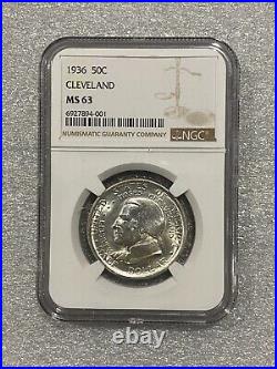 1936 Cleveland 50c Silver Commem Half Dollar NGC MS63 Stunning (001)