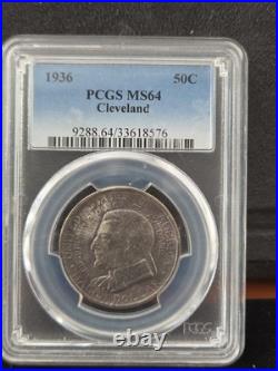 1936 Cleveland Centennial Commemorative Silver Half Dollar Pcgs Ms64