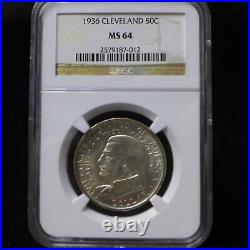 1936 Cleveland Silver Commemorative Half Dollar Ngc Ms64