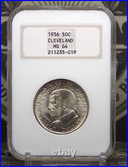 1936 Commemorative CLEVELAND Half Dollar 50c NGC MS64 #019B Old FATTY Unc BU