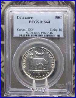 1936 Commemorative DELAWARE Silver Half Dollar 50c PCGS MS64 #686 BU ECC&C Inc