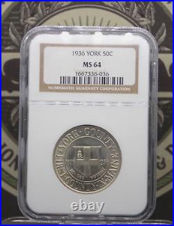 1936 Commemorative YORK Silver Half Dollar 50c NGC MS64 #036 Unc BU ECC&C, Inc