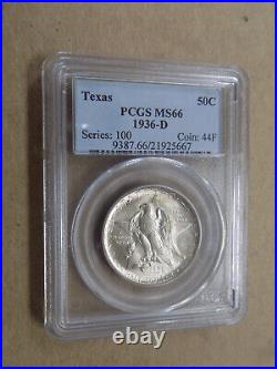 1936 D 50C Texas Silver Commemorative Half Dollar PCGS MS66