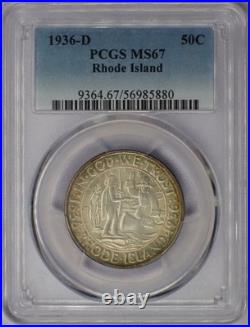 1936-D 50c Rhode Island Commemorative Half Dollar PCGS MS 67