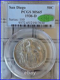 1936-D 50c San Diego Commemorative Silver Half Dollar PCGS MS 65
