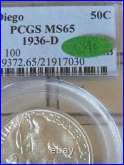 1936-D 50c San Diego Commemorative Silver Half Dollar PCGS MS 65