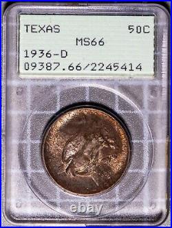 1936-D 50c Silver Texas Half-dollar MS 66 New PCGS Rattler # 2245414 + Bonus