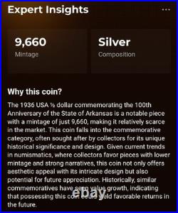 1936 D ARKANSAS COMMEMORATIVE HALF DOLLAR, ANACS Graded as MS 63, Rare 50¢ 1936 D ARKANSAS COMMEMORATIVE HALF DOLLAR, ANACS Graded as MS 63, Rare 50¢