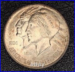 1936-D Arkansas Centennial Commemorative Half Dollar Nicely Toned