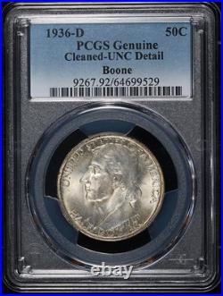 1936-D Boone Commem Half Dollar PCGS Unc Details Great Eye Appeal Strong Strike
