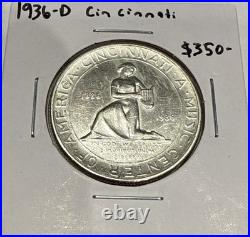 1936-D Cincinnati Commemorative Silver Half Dollar 50C Coin Great Detail