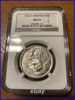 1936-D Commemorative ARKANSAS Silver Half Dollar 50c NGC MS63