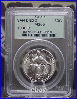 1936 D Commemorative SAN DIEGO Half Dollar 50c PCGS MS65 #618 Gem BU OGH