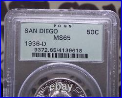 1936 D Commemorative SAN DIEGO Half Dollar 50c PCGS MS65 #618 Gem BU OGH