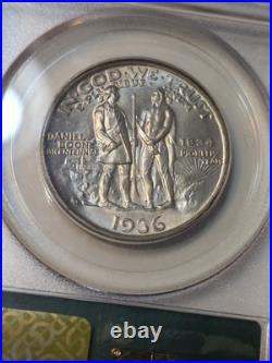 1936 D Daniel Boone Commemorative Silver Half Dollar, PCGS Certified, MS64, OGH 1936 D Daniel Boone Commemorative Silver Half Dollar, PCGS Certified, MS64, OGH