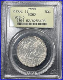 1936 D Rhode Island Commemorative Silver Half Dollar PCGS MS62