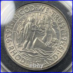 1936 D Rhode Island Commemorative Silver Half Dollar PCGS MS62