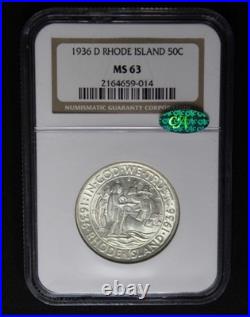 1936 D Rhode Island Silver Half Dollar 50C NGC Graded MS 63 CAC Color Toned Coin 1936 D Rhode Island Silver Half Dollar 50C NGC Graded MS 63 CAC Color Toned Coin