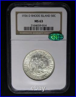 1936 D Rhode Island Silver Half Dollar 50C NGC Graded MS 63 CAC Color Toned Coin 1936 D Rhode Island Silver Half Dollar 50C NGC Graded MS 63 CAC Color Toned Coin