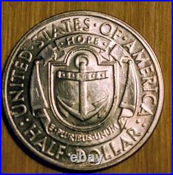 1936-D Rhode Island Tercentenary Commemorative Half Dollar Coin. Higher grade
