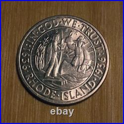 1936-D Rhode Island Tercentenary Commemorative Half Dollar Coin. Higher grade