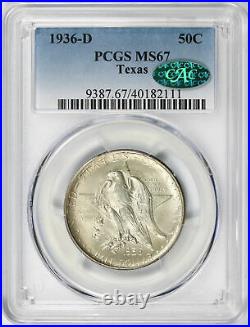 1936-D Texas 50c Silver Commemorative Half Dollar PCGS CAC MS67