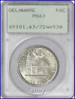 1936 Delaware Commemorative Silver Half Dollar 50c Coin PCGS MS63 OGH Rattler
