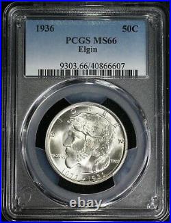 1936 Elgin Commemorative Silver Half Dollar PCGS MS66 Lustrous Blast White Coin