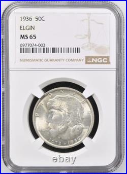 1936 Elgin Silver Commemorative Half Dollar NGC MS-65 Mint State 65 Gem