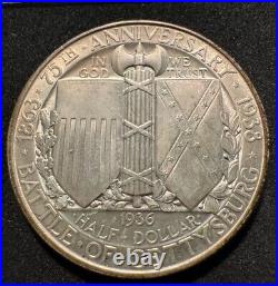 1936 Gettysburg Commemorative Half Dollar Gem BU Key Date