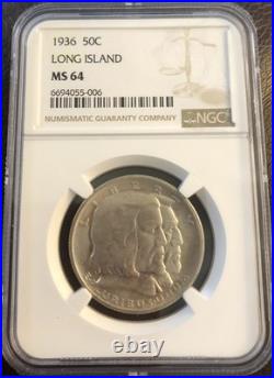 1936 Long Island Silver Half Dollar 50c Commemorative NGC MS64 1936 Long Island Silver Half Dollar 50c Commemorative NGC MS64