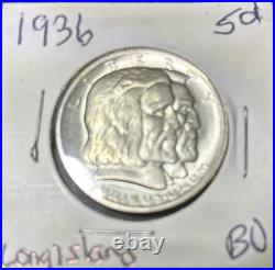 1936 Long Island Tercentenary Commemorative Half Dollar Gem Bu Unc. 90% Silver