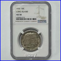 1936 Long Island Tercentenary Commemorative Silver Half Dollar NGC AU58
