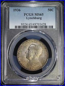 1936 Lynchburg Commemorative Silver Half Dollar PCGS MS65 Gem BU Original Patina