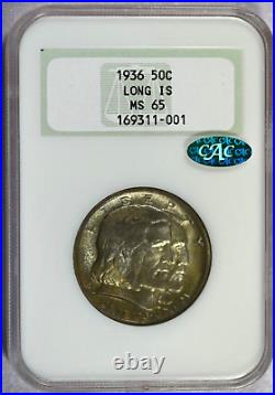 1936 NGC MS65 Long Island Classic Commem Half in Old Fatty Holder withCAC Label