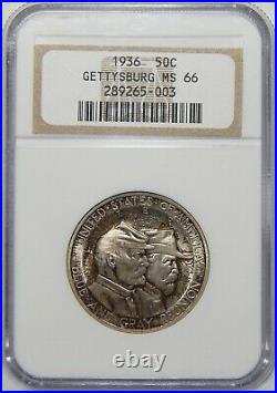 1936 Ngc Ms66 Gettysburg Half Dollar Silver Commemorative