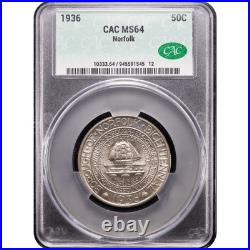 1936 Norfolk Commemorative Half Dollar 50c CACG MS64 CAC 1936 Norfolk Commemorative Half Dollar 50c CACG MS64 CAC