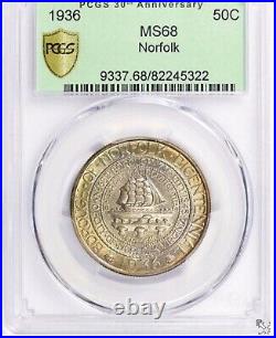 1936 Norfolk Commemorative Half Dollar Gorgeous Gold Toning & PCGS MS68 TruView