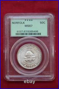 1936 Norfolk Commemorative Half Dollar Pcgs Ms67-see Store Ww1-ww2 Medals