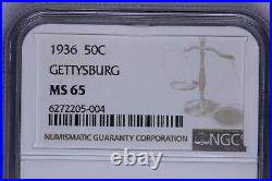 1936-P 1936 Gettysburg Commemorative Silver Half Dollar 50c NGC MS 65