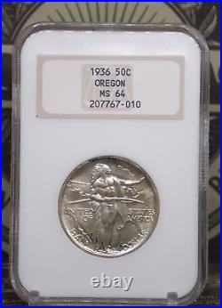 1936 P Commemorative OREGON TRAIL Half Dollar 50c NGC MS64 #010 Old FATTY